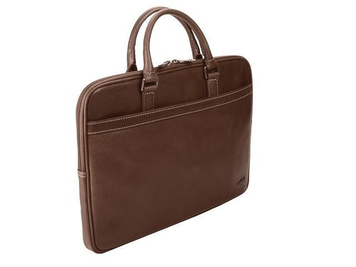 Adpel Sorento Slim 15.4" Leather Laptop Bag | Brown - KaryKase