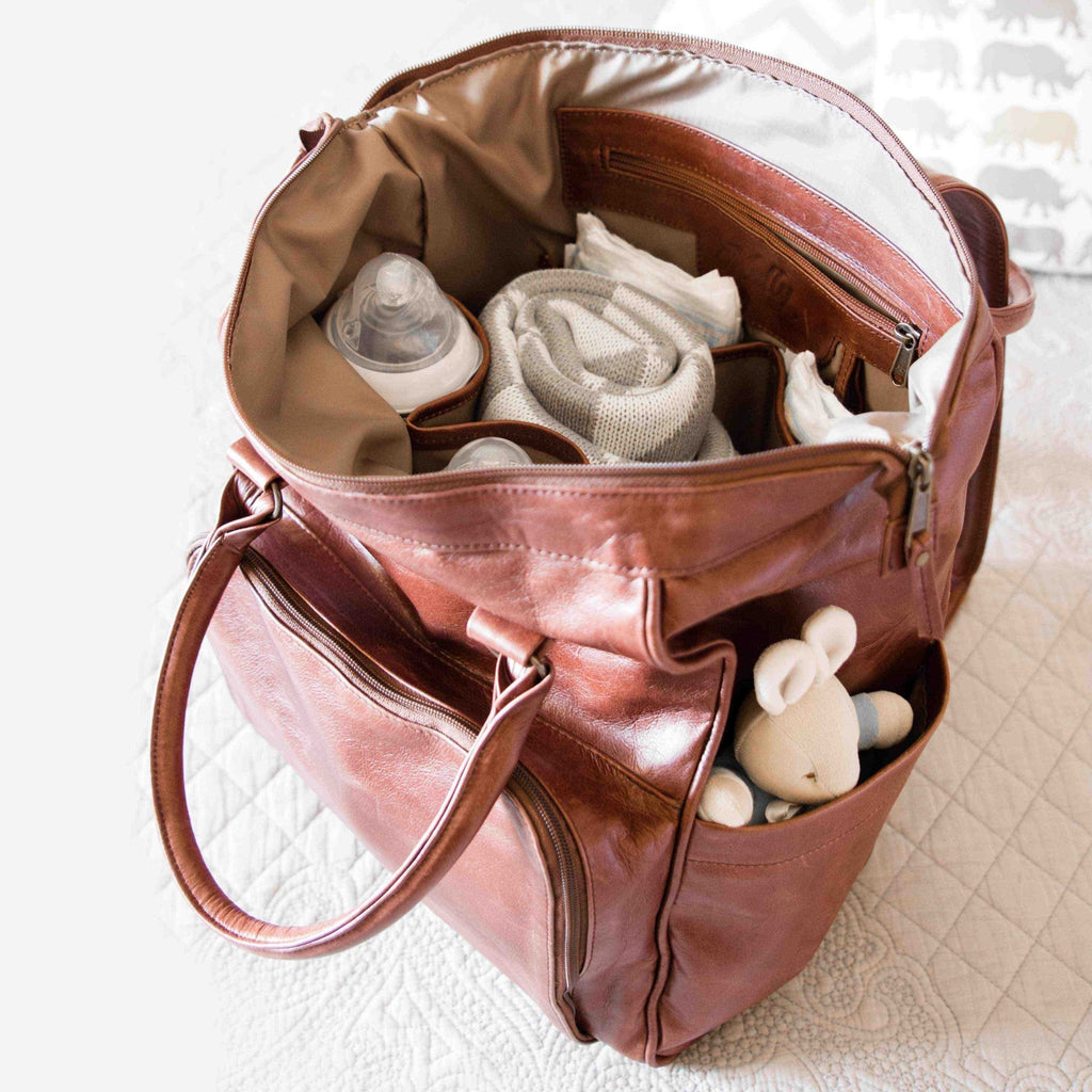 Mally Bambino Leather Baby Backpack | Brown - KaryKase