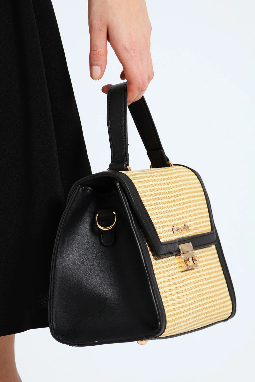Pierre Cardin Christie Top Handle Handbag | Beige Black - KaryKase