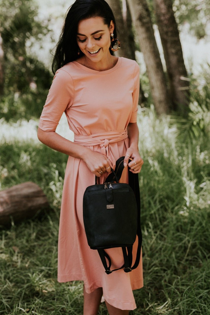 Tan Leather Goods - Olivia Leather Backpack | Black - KaryKase