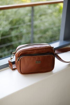 Tan Leather Goods Ronnie Man Bag - KaryKase
