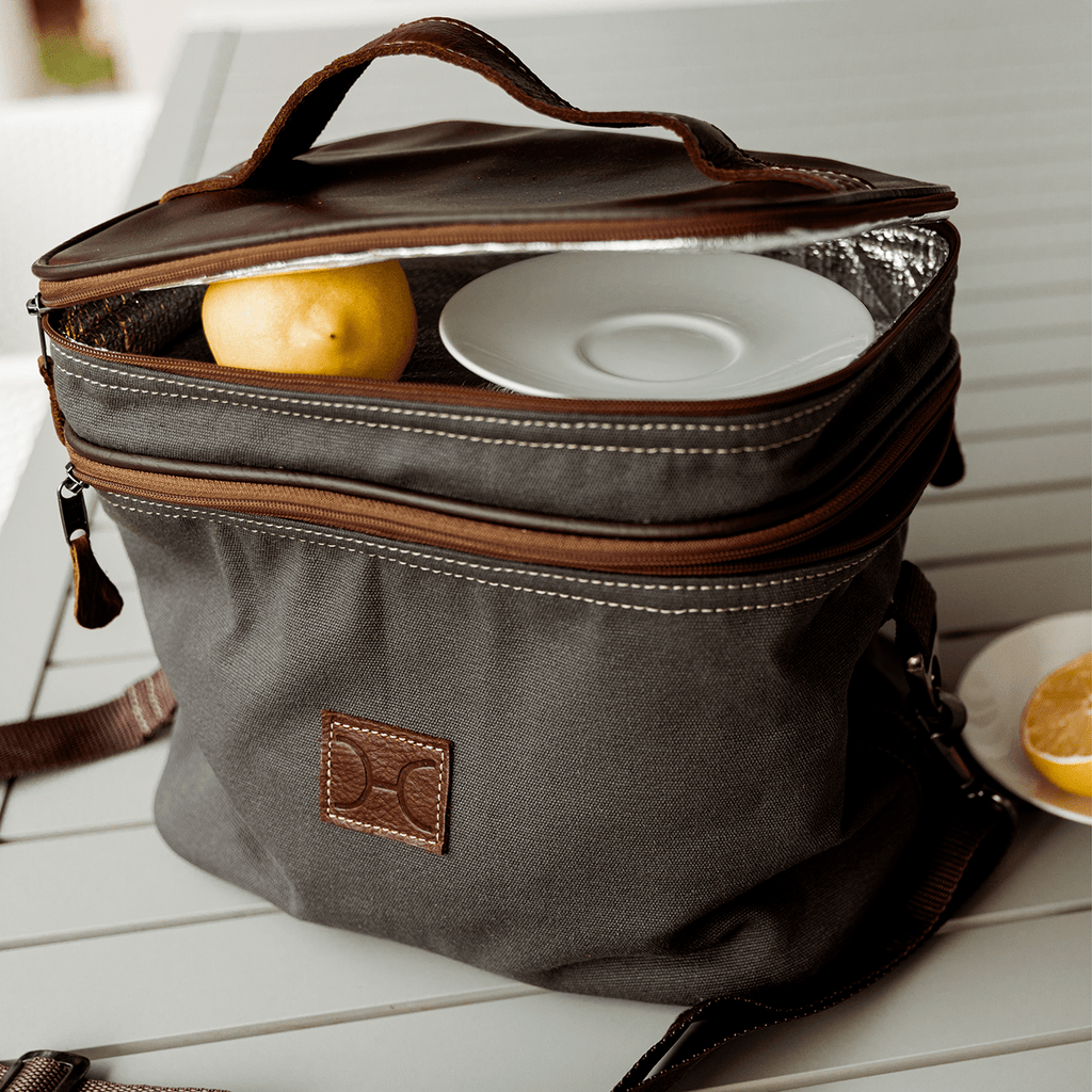 Thandana Canvas & Leather Double Decker Cooler Bag - KaryKase