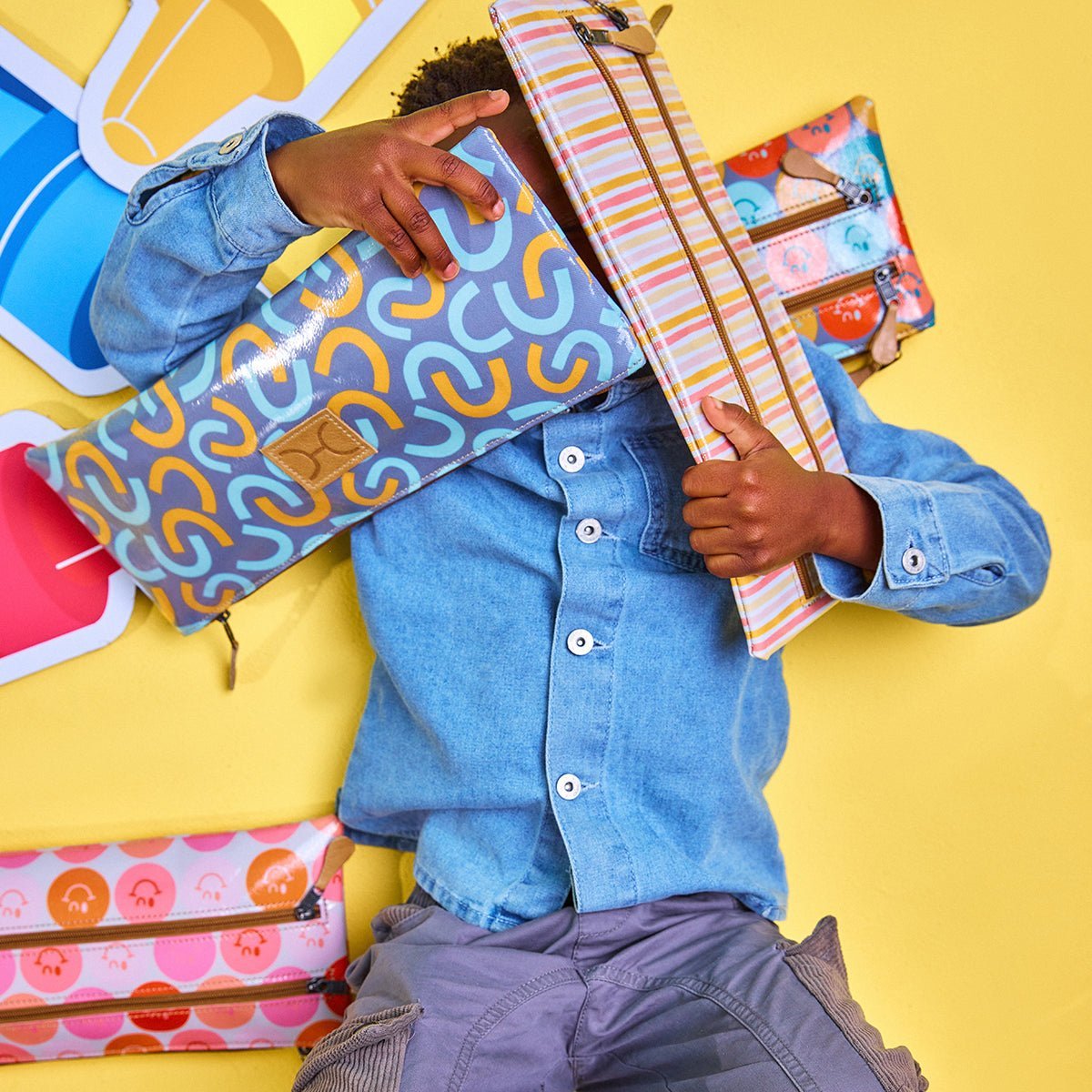 Thandana Kids Laminated Fabric Triple Zip Pencil Case - KaryKase