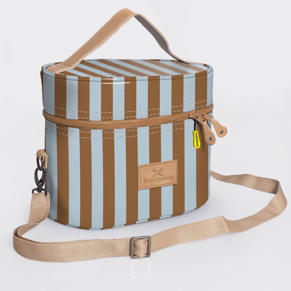 Thandana Laminated Fabric Bougie Vanity Bag | Beige - KaryKase