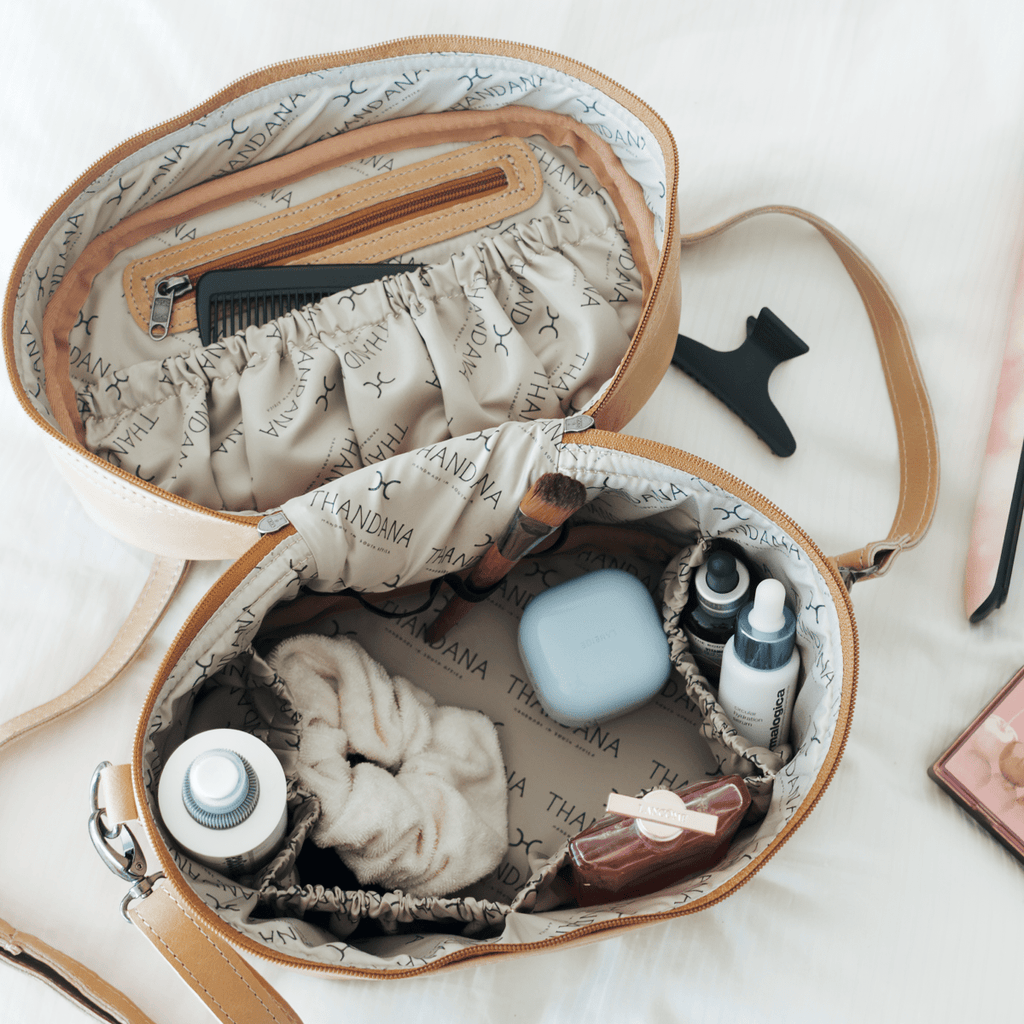 Thandana Laminated Fabric Bougie Vanity Bag | Black - KaryKase