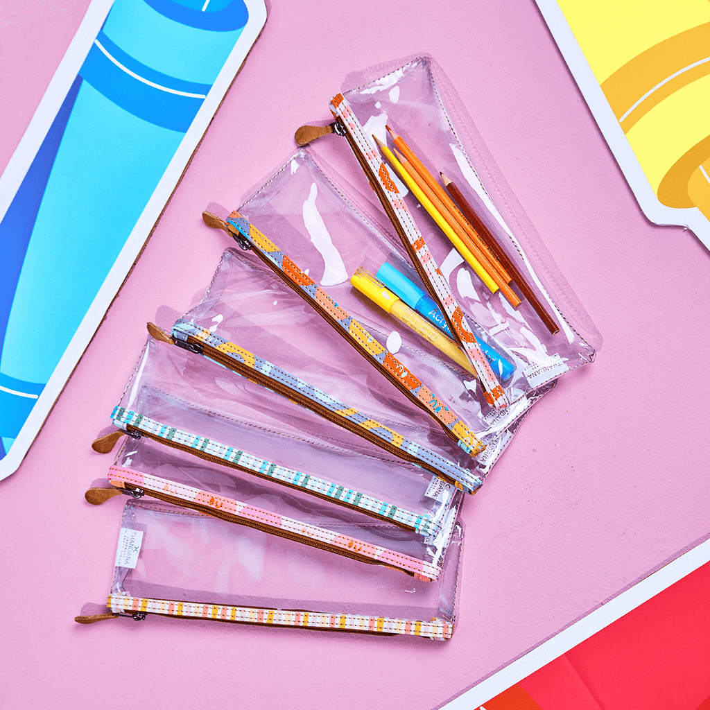 Thandana Laminated Fabric Clear Pencil Case - KaryKase