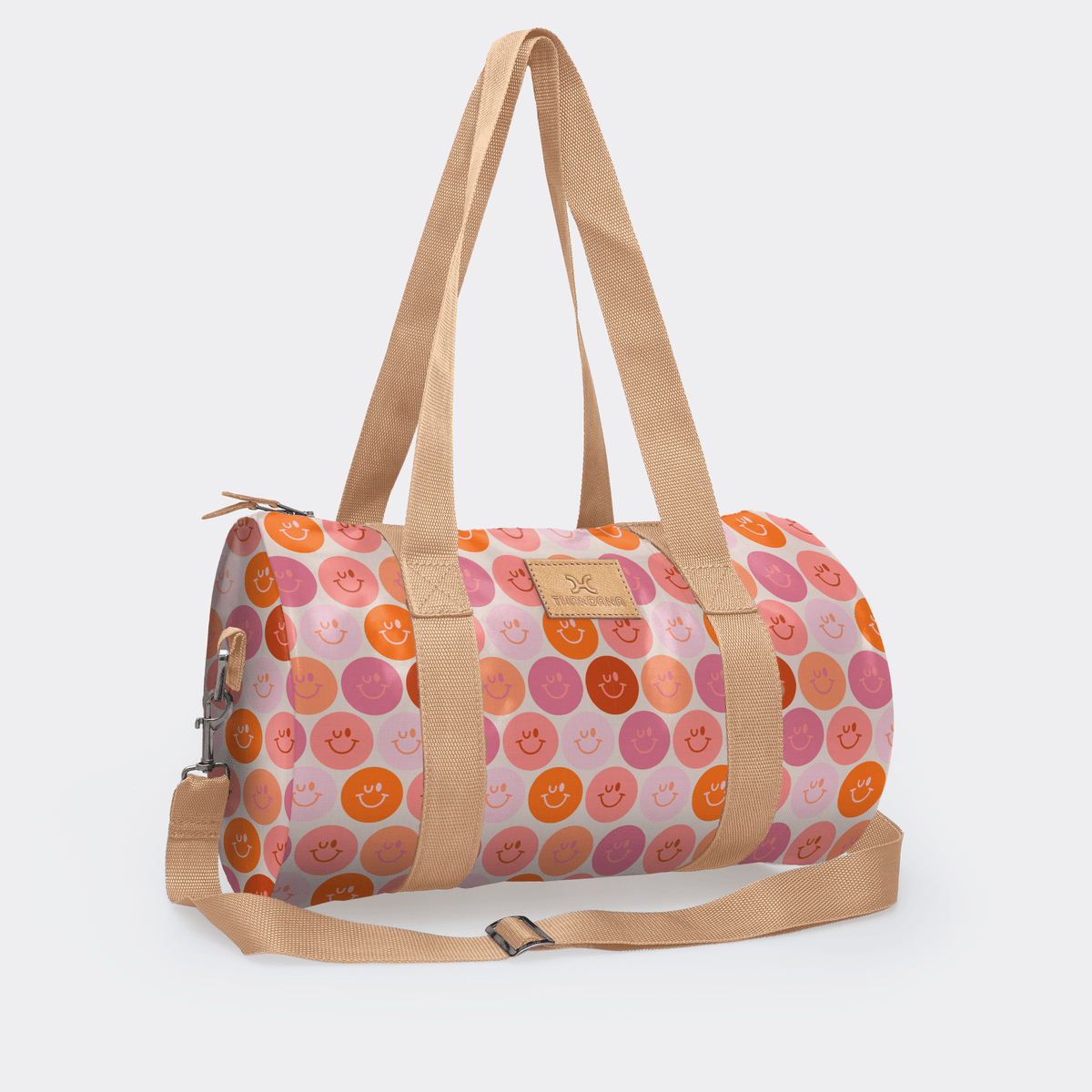 Thandana Laminated Fabric Sports & Gym Bag - Beige Trim - KaryKase
