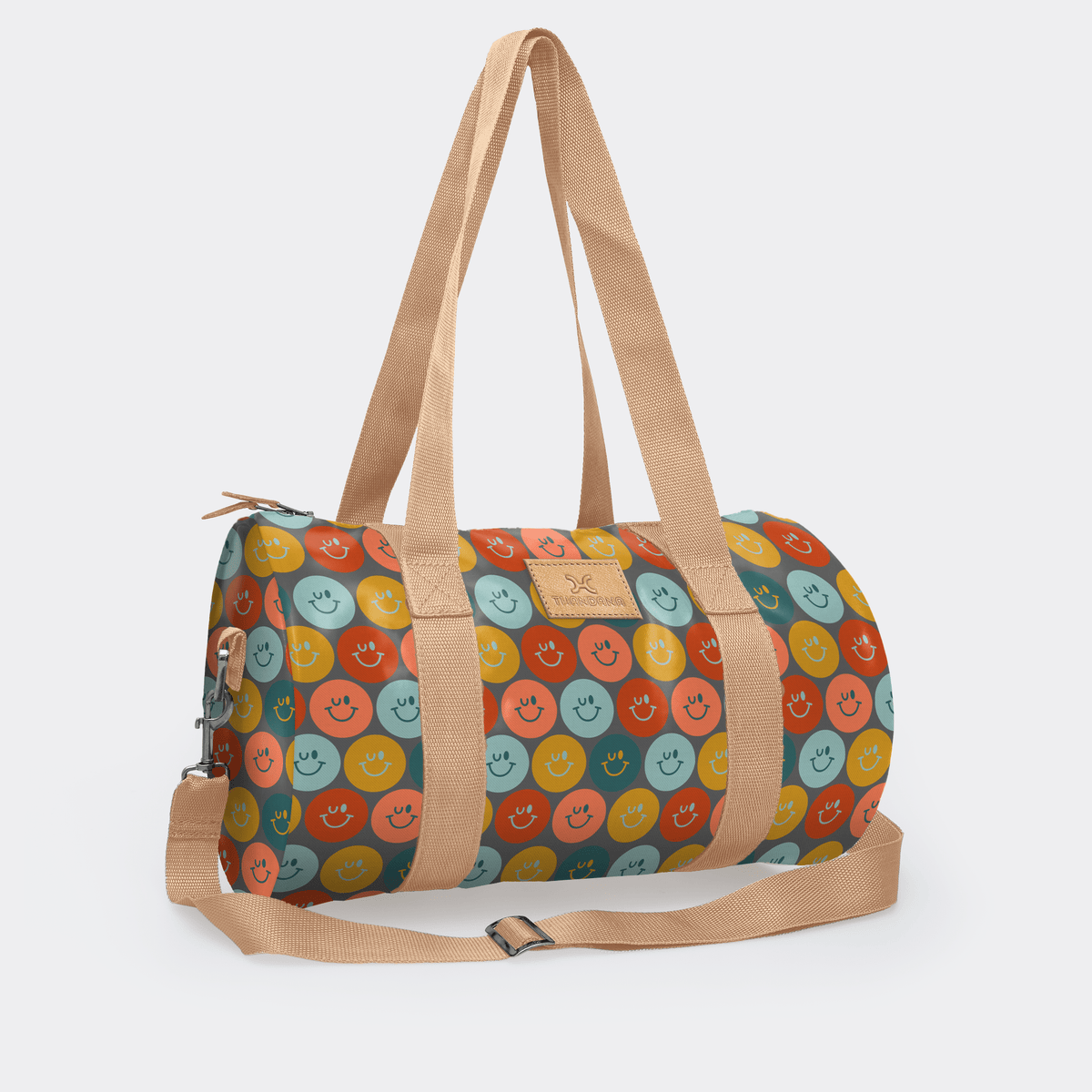 Thandana Laminated Fabric Sports & Gym Bag - Beige Trim - KaryKase