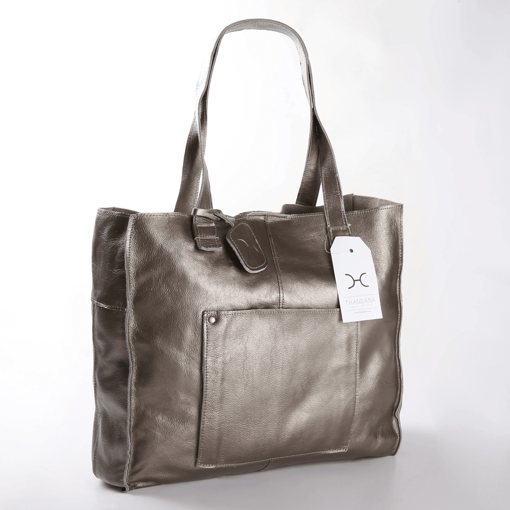 Thandana Leather Laptop Tote Handbag - KaryKase